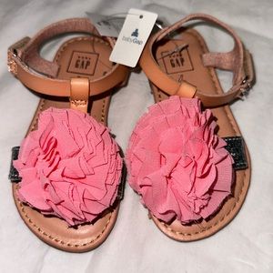 NWT BABY GAP PINK FLOWER SANDALS TODDLER 7 NEW